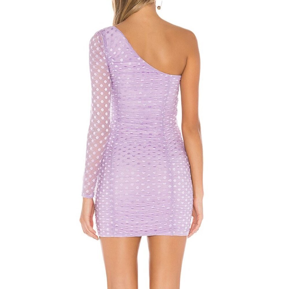 Majorelle | Karissa Mini Dress One Shoulder Ruffle Ruched Amethyst Purple Size M - Picture 15 of 15